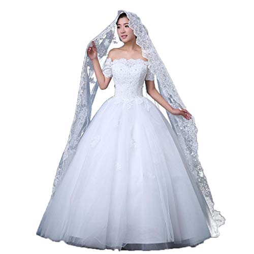 Meen Velo Nupcial, Nueva Novia Largo Beige Hilo Suave Novia del Hueso del Coche Lentejuelas Velo De Encaje Accesorios De La Boda T1603005