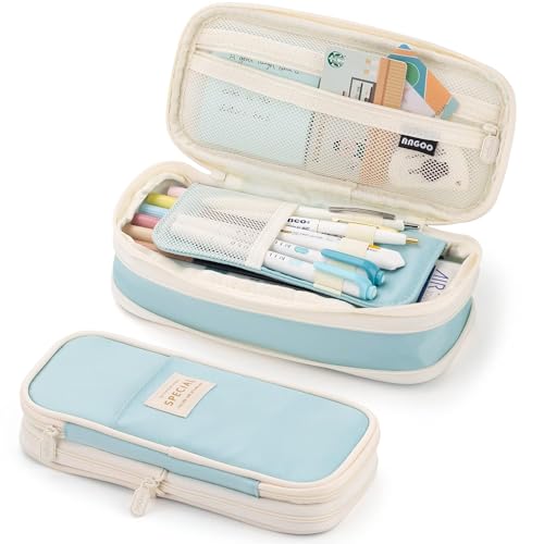 Image of EASTHILL Big Capacity Pencil Pen Case Office College School Large Storage High Capacity Bag Pouch Holder Box Organizer Sky Blue (Sky Blue Cotton)