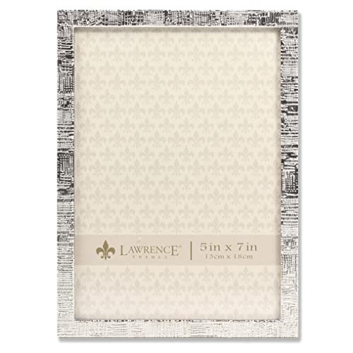 Lawrence 712457 5-Inch W x 7-Inch H Silver Metal Picture Frame with Linen Pattern