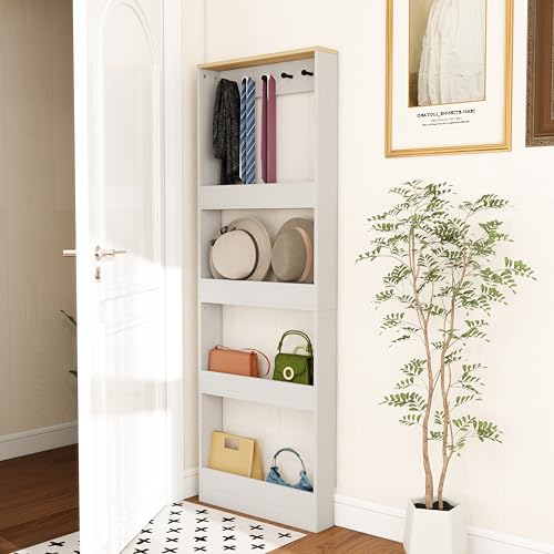 Locsear Behind The Door Bookshelf - Ultra Slim Hidden Storage