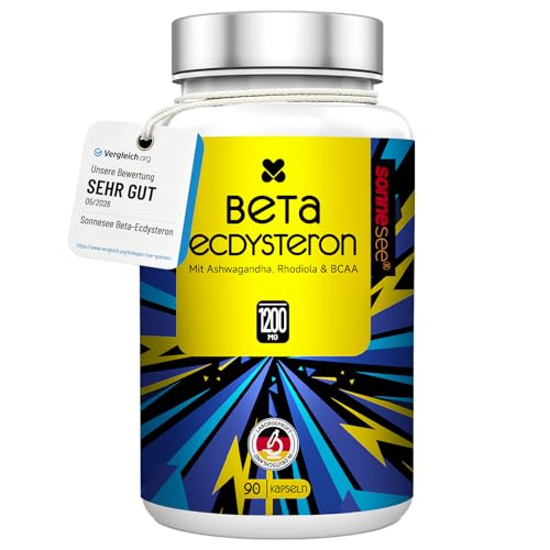 Beta-Ecdysteron-haltiger Pflanzenextrakt 1200 mg Mit Ashwagandha Rhodiola & BCAA 90 Kapseln Hochdosiert Vegan Laborgeprüft