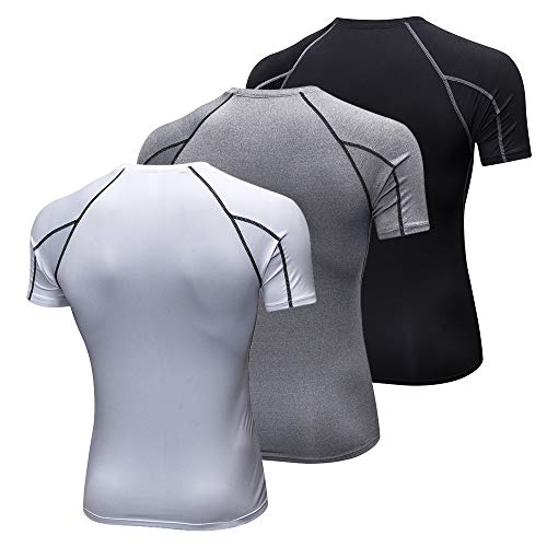 T-shirt de compression pour la course à pied Dilwe lot de 3 maillots de running légers