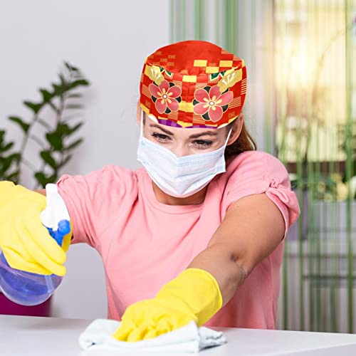 Chapeaux de travail unisexe motif fleurs japonaises lot de 2 casquettes réglables