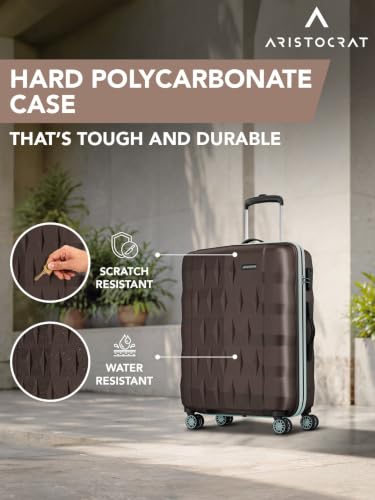 Image of Aristocrat Comet Set of 2 (Cabin+Medium) Hard Case Trolley Bags, Brown