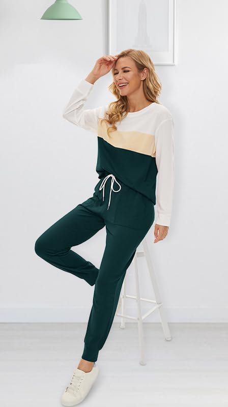 Image of Fengbay Two Piece Outfits for women Long Sleeve Crewneck Pullover Tops And Pants Sweatsuits Lounge Set with Pockets 2026
