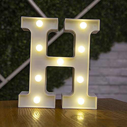 Image of LED Letter Lights Sign Light Up Letters Sign for Night Light Wedding /Birthday Party Battery Powered Christmas Lamp Home Decoration (Letter-H)