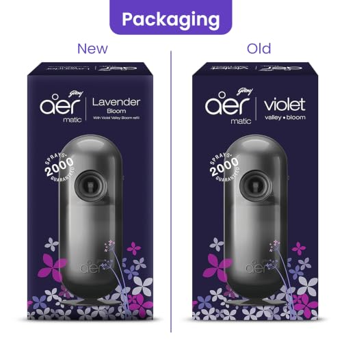 Image of Godrej aer Matic Kit (Machine + Refill) - Automatic Room Fresheners with Flexi Control Spray | Lavender Bloom | 2000 Sprays Guaranteed | Lasts up to 60 days (210ml)