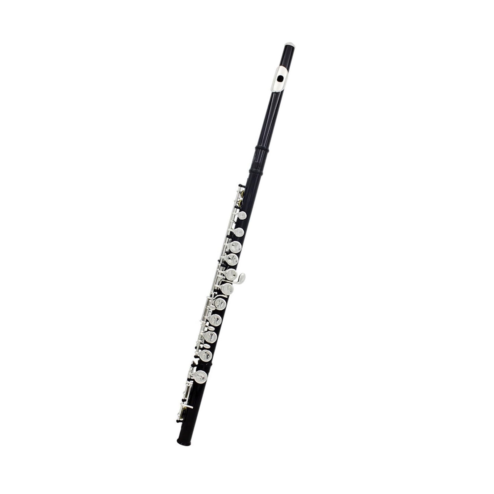 Flauta Flauta negra L flauta con llave C de 16 agujeros con caja de cuero bolsa para flauta accesorios para instrumentos musicales juego de limpieza