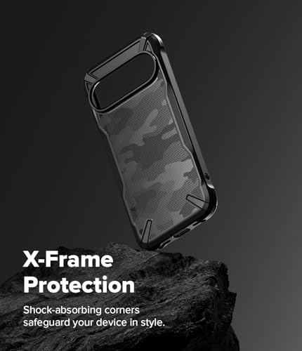 Image of Ringke Fusion-X Compatible with iPhone Series Case Back Cover Transparent Hard Back Soft Flexible TPU Bumper Scratch Resistant Shockproof Protection (Camo Black, Pixel 10 /10 Pro)