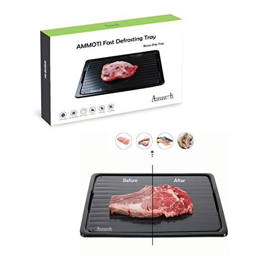 AMMOTI Fast Defrosting Tray | Thawing Plate for Defrosting Frozen Food Faster | Thaw Master with Drip Tray| Eco-Friendly Rapid Defroster