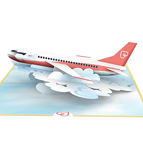 papercrush® Tarjeta pop-up de avión - Tarjeta bono 3D para vacaciones o viajes en avión, vale para billetes de avión, tarjeta de cumpleaños como vale de viaje, regalo de dinero para caja de viaje