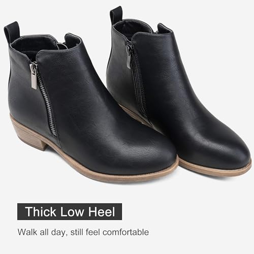 Image of Jeossy Women's Ankle Boots, Casual Round Toe Low Heel Zip Short Booties