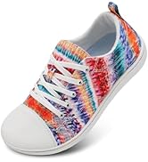 QFH Women Canvas Sneakers Shoes Flat Casual Walking Shoes Wide Toe Box Lace Up Tennis Shoes Non S...