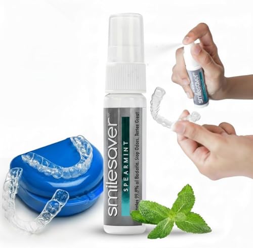 Smilesaver Retainer Cleaner Spray – Invisalign, Mouth Guard, and Denture Cleaner – Quick Oral Care for Aligner & Retainer Hygiene – Natural, Portable & Minty Fresh Oral Care Products (1oz)