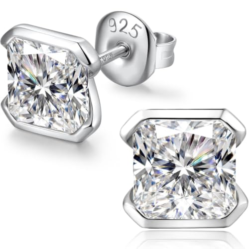 Pendientes diamante plata de ley 925 auténtica jiamiaoi oro blanco 18K acabado alta joyería