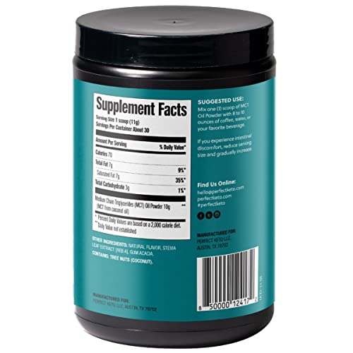 image for Perfect Keto MCT Oil C8 Powder, Coconut Medium Chain Triglycerides for