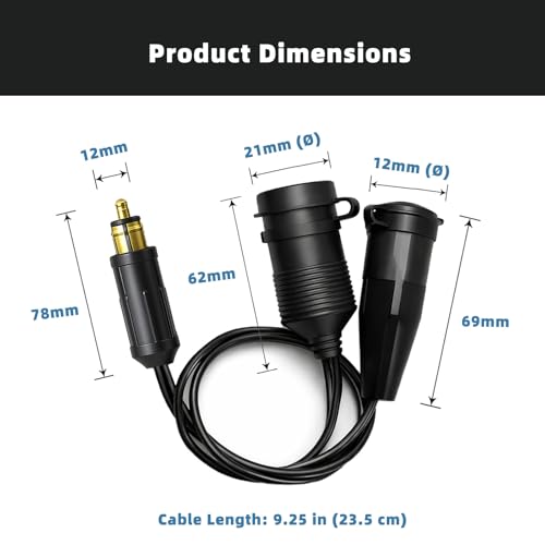 Image of Cliff Top Hella DIN Motorcycle Cigarette Lighter Adapter 12V /24V Converter | 12V /24V power converter, Hella DIN plug to cigarette lighter and DIN socket adapter, motorcycle /car accessories, GPS /DC gear