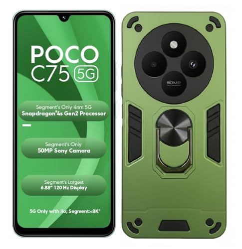 Image of Armor Kickstand Defender Back Cover case Mobile Cover for Poco C75 5G / Poco M7 5G / Redmi 14C 5G / Redmi A4 5G