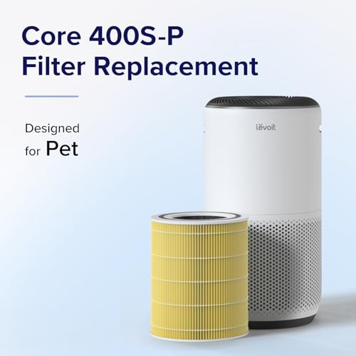 LEVOIT Genuine Core 400S-P Air Purifier Pet Allergy Replacement Filter, Supports HEPA Sleep Mode, High-Efficiency Activated Carbon for Removal of Pollen, Allergen, Core 400S-RF-PA, 1 Pack, Yellow by Levoit - Used condition - CA$71.27
