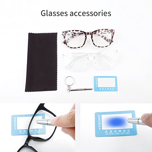 Image of Blue Light Glasses for Women Men,2 Pack,Bluelight Eyeglasses,Fashion Square Frame Blue Light Blocking Glasses,Clear Leopard Eyewear,Computer & Gaming Glasses for Anti-screen Fatigue