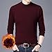 Men's Half-High Neck T-Shirt Classic All-Match Solid Color Long-Sleeved Sweater Slim Casual Thick Plus Velvet Pullover (Red,Medium)