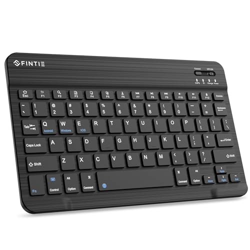 FINTIE 10-Inch Ultrathin Wireless Bluetooth Keyboard Compatible with iPad Samsung Tablet, iPhone Smartphone, iOS, Android Tablets Phone, Black
