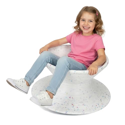 360° Rotating Gyro Spun Chair, Spinning Chair for Kids, Spinning Swivel Design for Backyard Fun and Outdoor Play Playground or Mall (White)