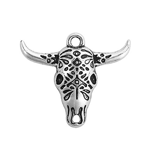 PEPPERLONELY 30pc Antiqued Silver Alloy Cow Charms Pendants 29 x 25mm(1-1 8  x 1 )