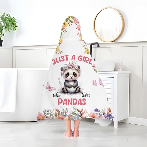 Image of Panda Hooded Bath Towels for Girls,Soft Cotton Swimming Shower Beach Blanket (Panda)