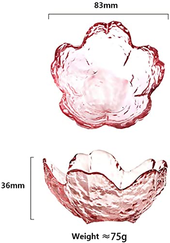 Glass Seasoning Dishes, 6 Pcs Cherry-Blossom Tea Bag Holders,Pink Flower Snack Dip Bowls,Sakura Shaped Sushi Sauce Dishes Candle Holders,Glass Sakura Shape Small Seasoning Dishes Dipping Bowls (E8P9) #TOP2