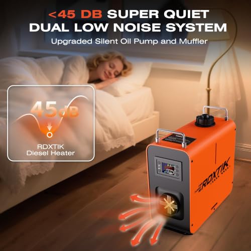 RDXTIK 8KW Diesel Heater, 5L 12V/24V All in One Diesel Heater with LCD Switch, Remote Control, Muffler for Truck, RV, Home, Car, Campers, Boat, Orange - image 2