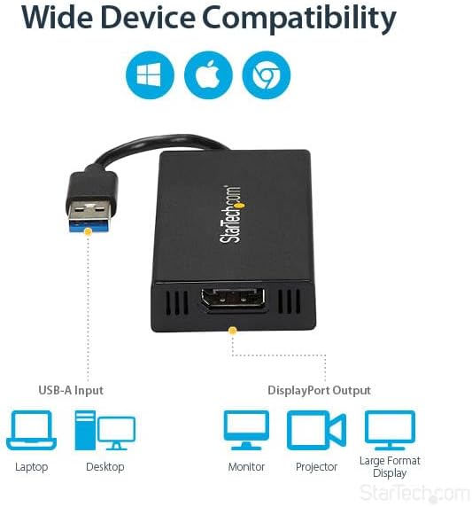 Miniatura 5 de StarTech Adaptador de gráficos de video externo USB 3.0 a 4K DisplayPort para múltiples monitores, tarjeta de video USB 3.0, Ultra HD 4K (USB32DP4K)