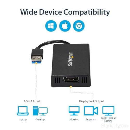 image for StarTech USB 3.0 to 4K DisplayPort External Multi Monitor Video Graphi