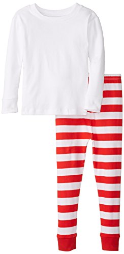 New Jammies Little Girls' Toddler Organic Cotton Snuggly Pajamas, Red/White, 2T