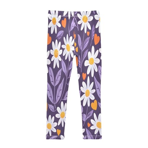 Bolaz Toddler Girls Leggings Printed Yoga Pants Leggings Curvy Daisies and Heart Leaves for Kids2