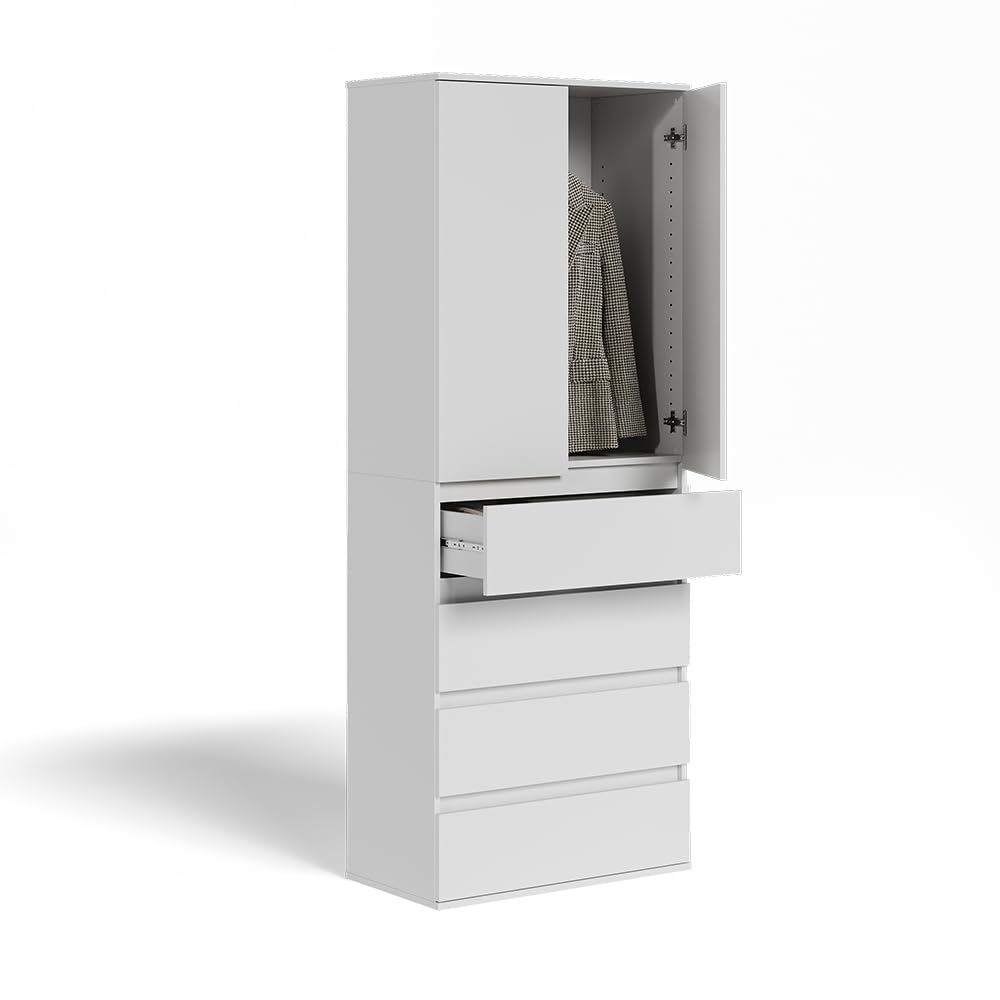 Vicco Armario Claus, Blanco, 74 x 191.5 cm con 4 cajones, para Guardar Ropa y Textiles