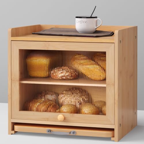 Bamboo Bread Box with Cutting Board for Kitchen