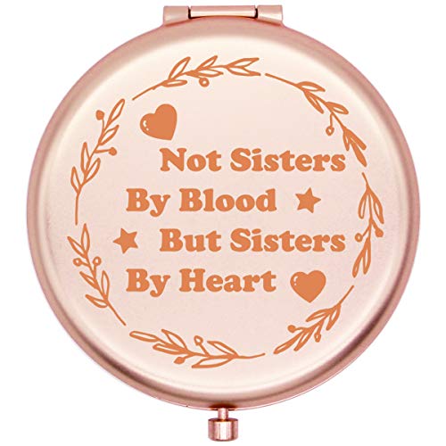 onederful Sister Gifts Travel Compact Pocket Mirror for Sister from Brother, Sister,Birthday Ideas for Sister-Sister by Heart (Rose Gold)