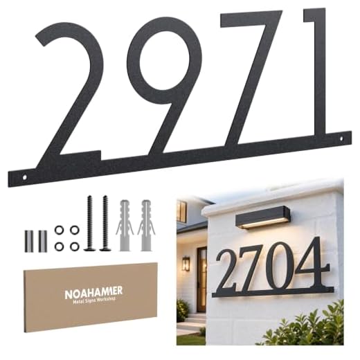 Personalized Modern House Numbers, Custom Metal Address Sign for Outside, Horizontal Large Number Address Plaque with Floating Screw Kit, 911 Visibility Signage