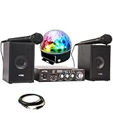 ✔️ Livraison offerte ! Générique Chanson Pack KARAOKE-STAR2MKII LTC Enfant - 2 Enceintes 2 Micros 1 Ampli Bluetooth USB SD 100W - Jeu Lumière Astro LEDs RGB - Cadeau Soirée