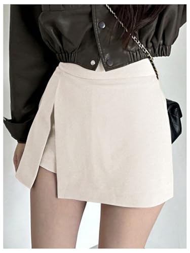 GORGLITTER Women's Split Mini Skirt High Waist Casual Skort with Inner Shorts4