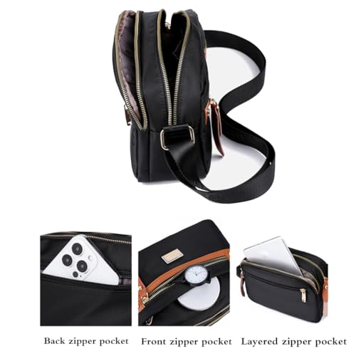 Popularate Nylon Crossbody Bag,Waterproof Fashion Multi Classic Luxury Pockets Shoulder Bags Purses for Women with Zipper2
