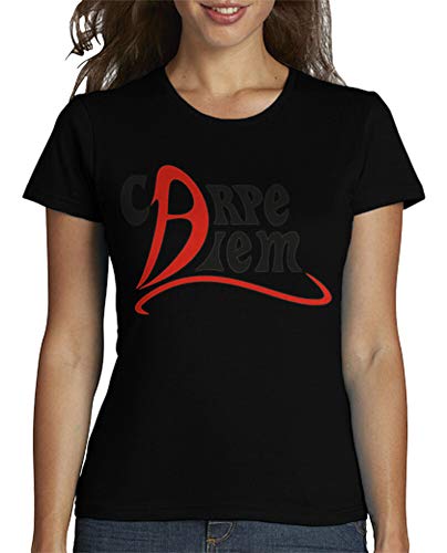 latostadora - Camiseta Carpe Diem para Mujer Negro S