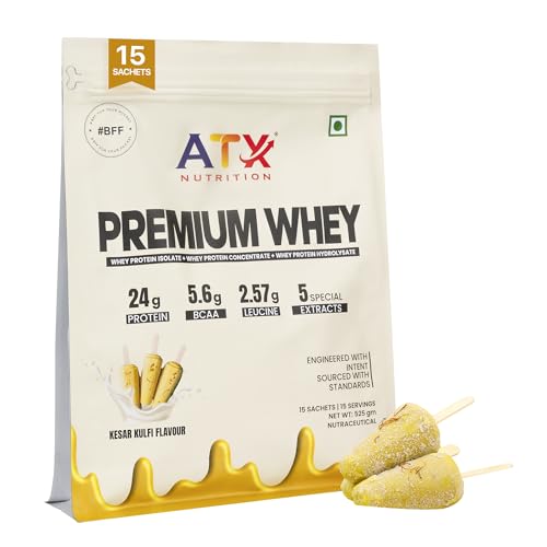 Premium Whey Protein Isolate + Concentrate Kesar Kulfi 525g - 15 ...