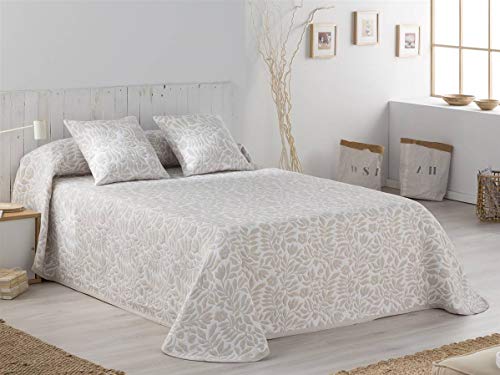 JVR Tejidos Colcha piqué Fiore - Cama 150 cm - Color Beig