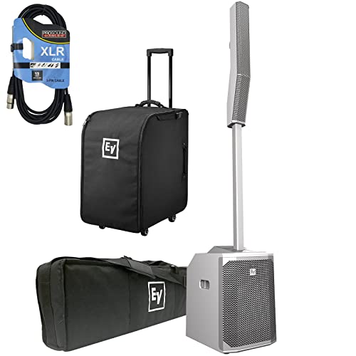 Electro-Voice Evolve 50 White Portable 1000W Bluetooth + Electro-Voice Evolve 50 Column Speaker Carrying Case with Wheels and Cable