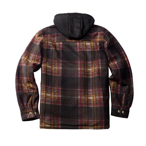 Image of TanBridge Men's Cotton Plaid Shirts Jacket Full Zip Fleece Flannel Sherpa Lined Hoodies Heavyweight Hoodies Jacket for Men