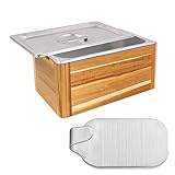 BRUVVERS Acacia Wood Compost Bin - Countertop Trash Can for Smell-Proof Indoor Composting, with Adhe