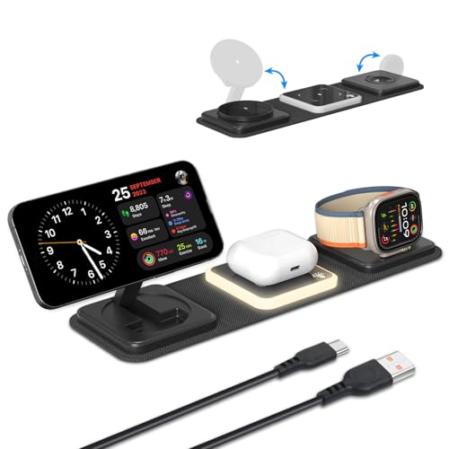 aceyoon y2025NVoz for iPhone 16 CX[d 3in1 [dX^h AbvEHb` Airpods ɓΉ 15W Magsafe[d ܂肽ݎ iCgCg@\t }Olbg g sp for i