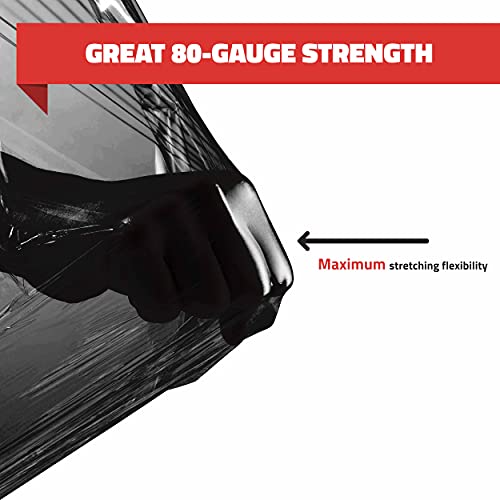 Black Stretch Wrap Industrial Strength Extra Thick 4 Pack 18" 1100 Sqft 80 Gauge (20 Micron) Clear Cling Plastic Pallet Supplies Durable Self-Adhering Packing Moving Heavy Duty Shrink Film Rolls #TOP1